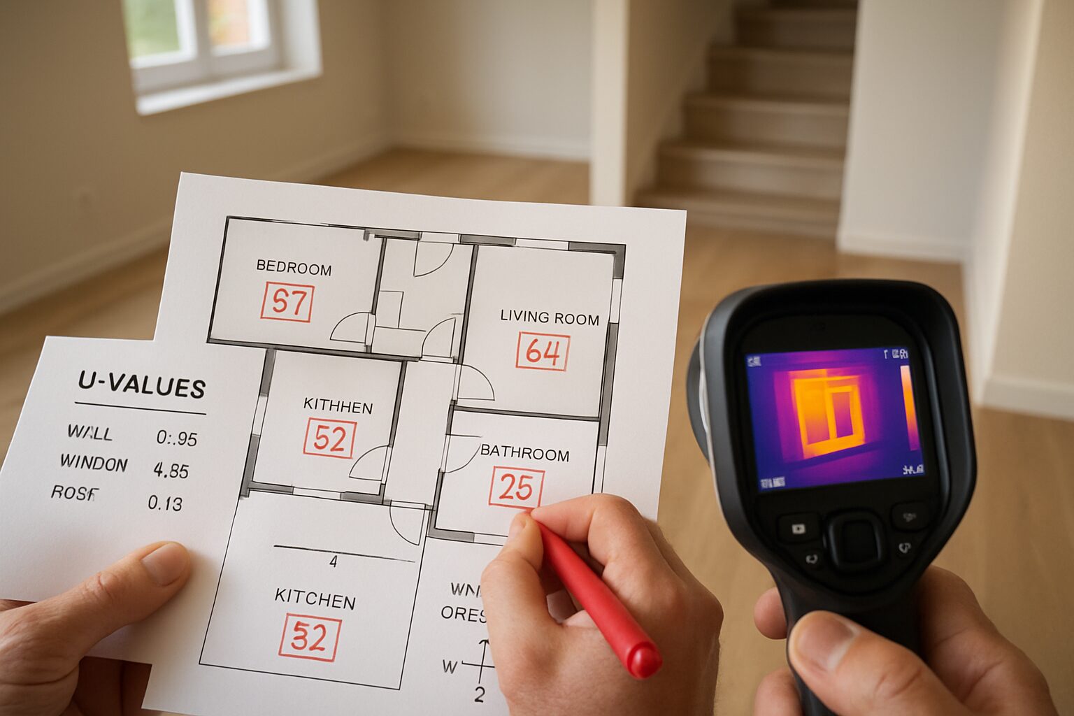 Calcul des déperditions pièce par pièce près de Toulouse – méthode IEH ENR