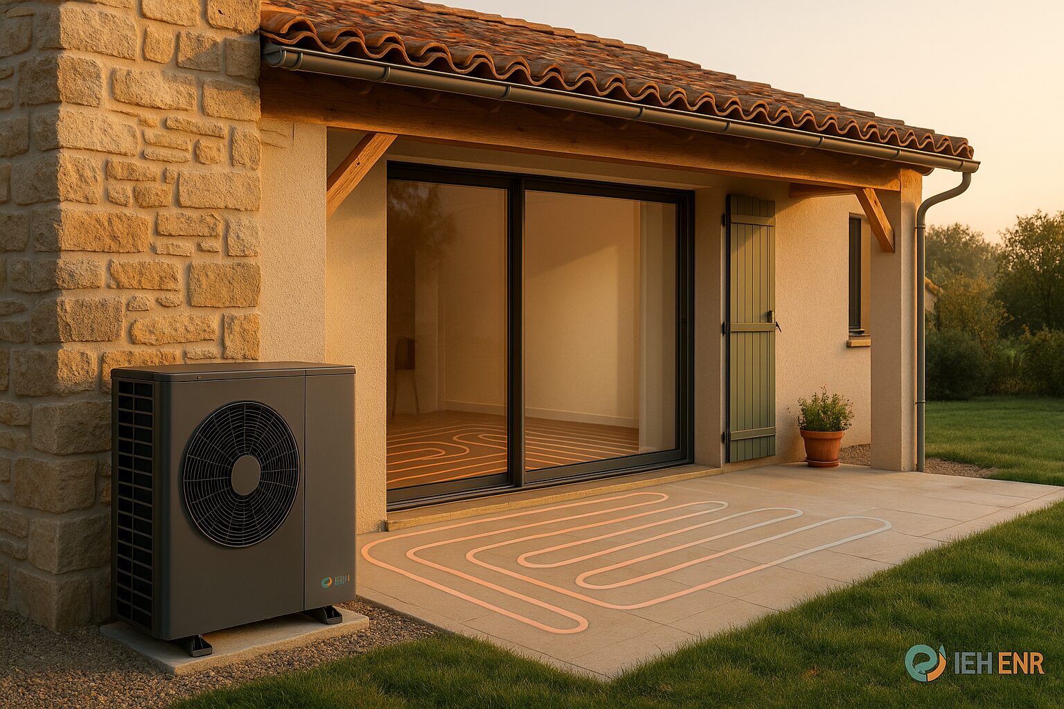 PAC air/eau et plancher chauffant basse température dans une maison près de Bouloc (Haute-Garonne)